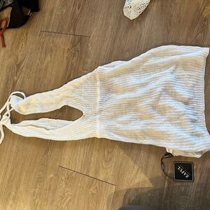 White Knit Halter Dress